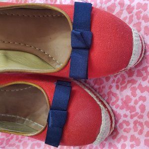 Red Kate Spade Sweetie espadrille with blue bow. Size 8.5